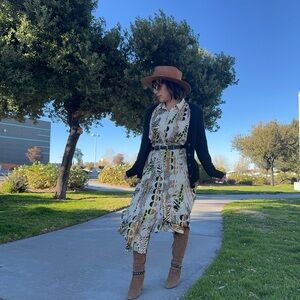 Live 4 Truth Cream and Brown Patterned Midi Dress